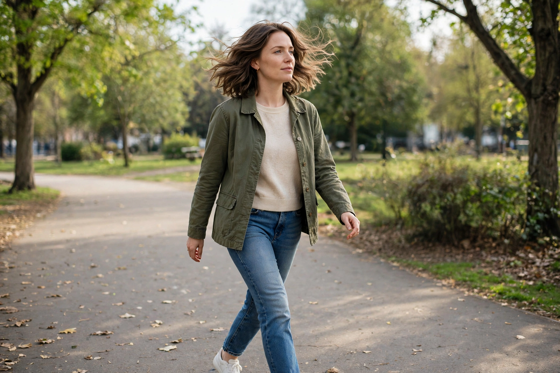 Woman with a wavy shoulder-length lob — medium hair cuts for women.